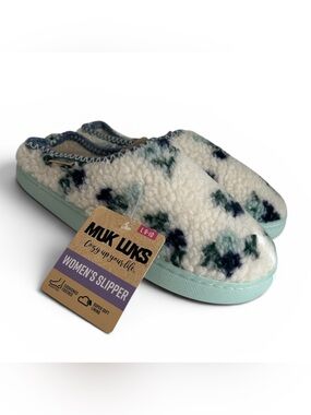 New Muk Luks Mint Denim Mint Flower Clog House Slippers Women’s Size L 9-10